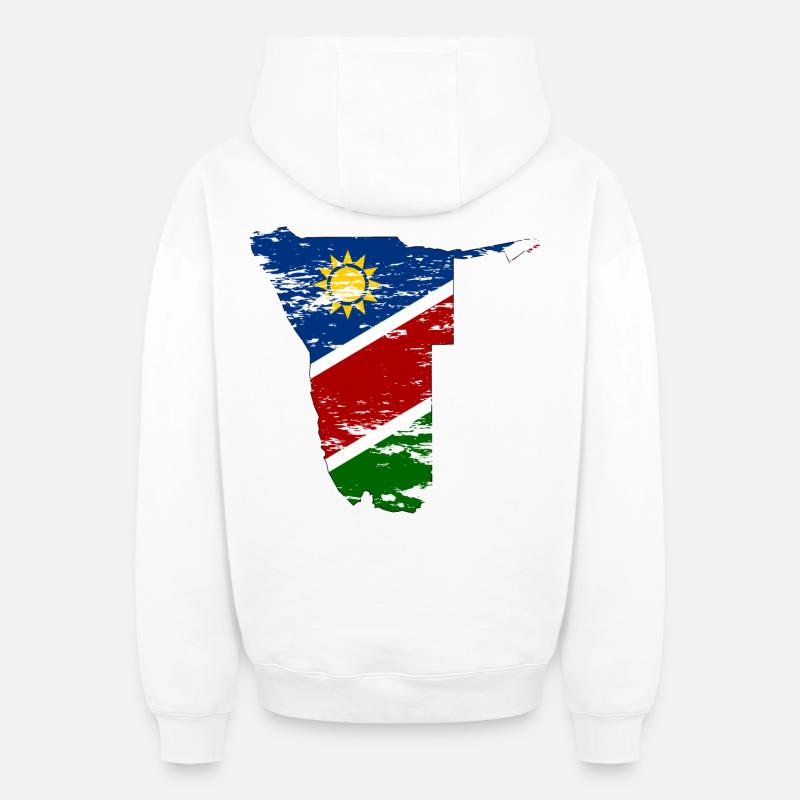 Carte de Namibie utilisée - Sweat à capuche unisexe zippé oversize épais SPREAD - blanc