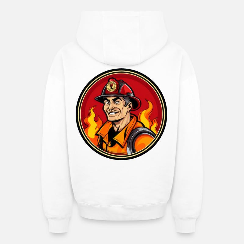 Pompier - Sweat à capuche unisexe zippé oversize épais SPREAD - blanc
