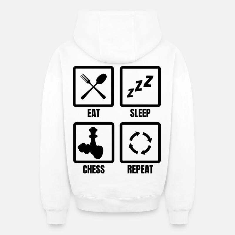 Routine d’échecs - Sweat à capuche unisexe zippé oversize épais SPREAD - blanc