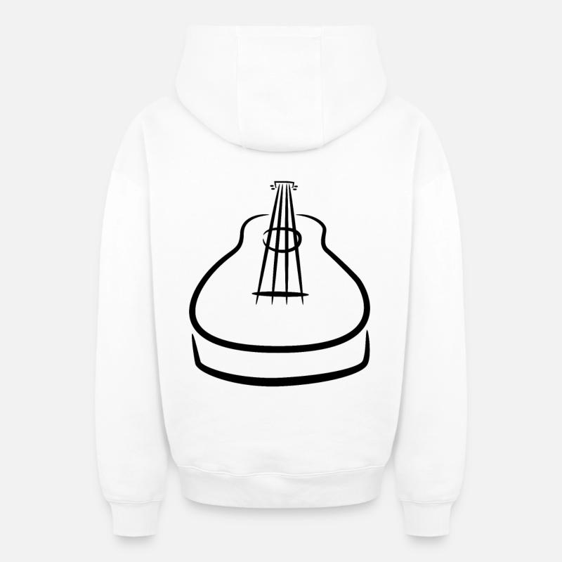 Croquis ukulélé - Sweat à capuche unisexe zippé oversize épais SPREAD - blanc