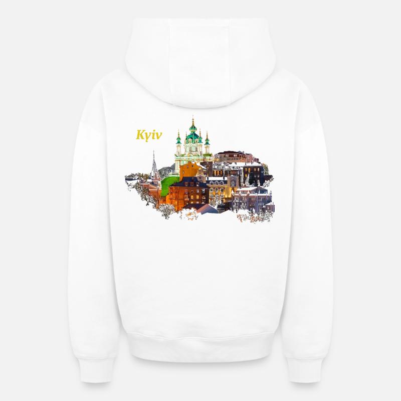 Kiev - Sweat à capuche unisexe zippé oversize épais SPREAD - blanc