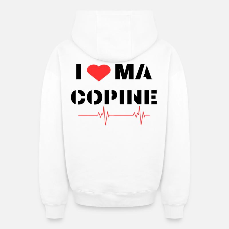 Déclaration d'amour à ma copine - Sweat à capuche unisexe zippé oversize épais SPREAD - blanc