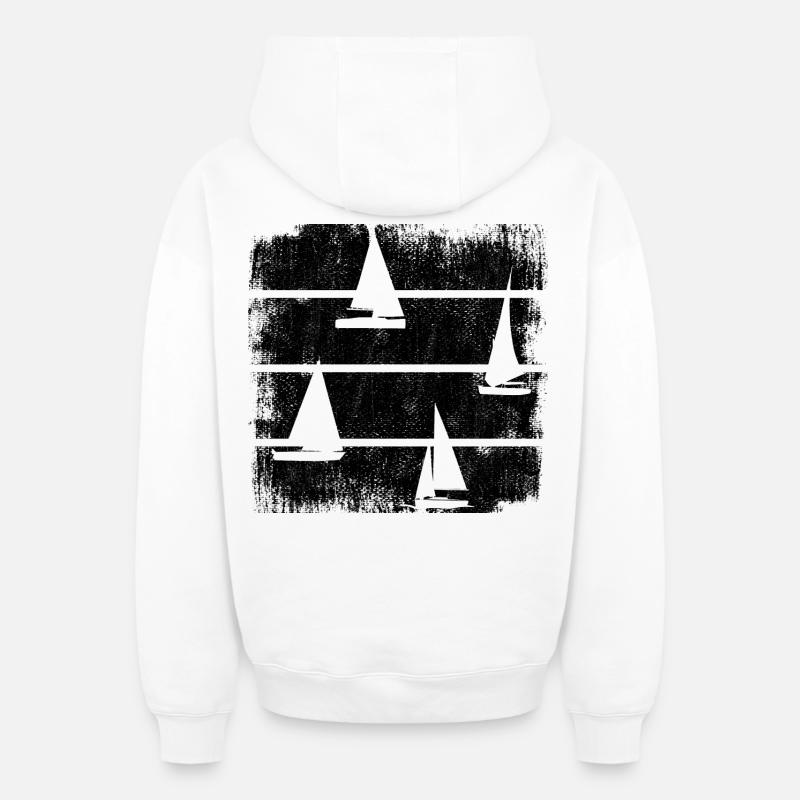 Voiliers - Sweat à capuche unisexe zippé oversize épais SPREAD - blanc