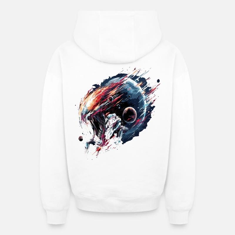 Alien Creature Planète Science-fiction - Sweat à capuche unisexe zippé oversize épais SPREAD - blanc