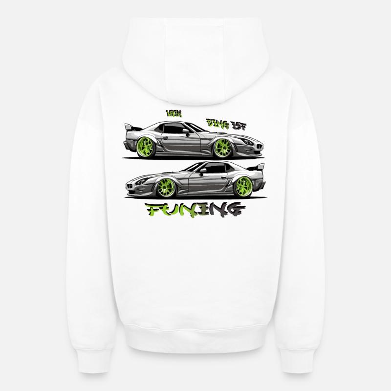 Mon truc, c’est le tuning - Sweat à capuche unisexe zippé oversize épais SPREAD - blanc