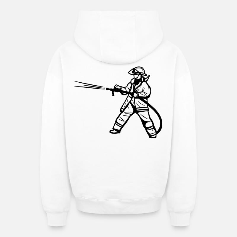 Pompier - Sweat à capuche unisexe zippé oversize épais SPREAD - blanc