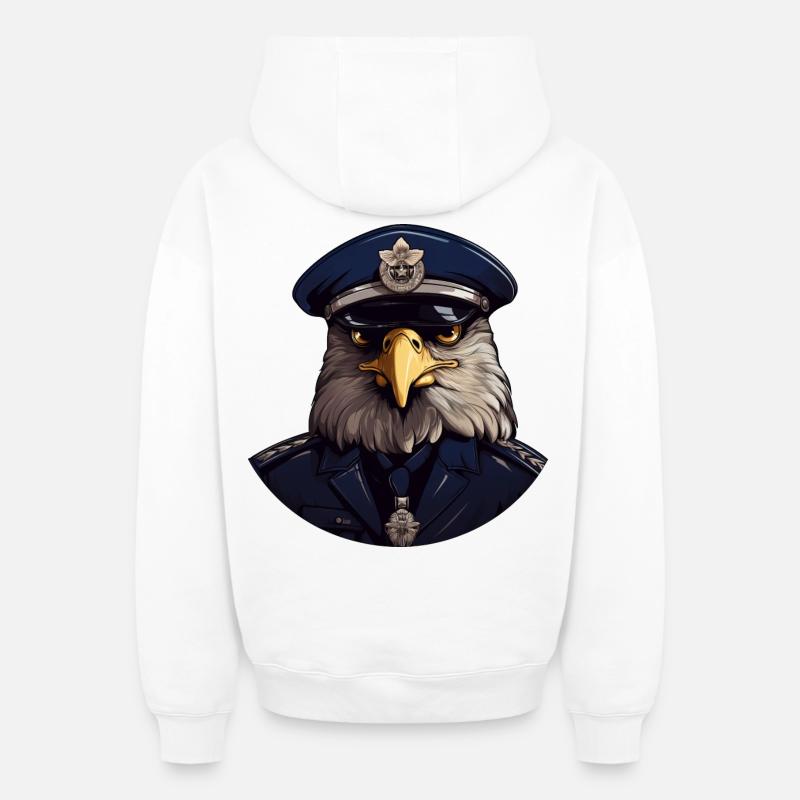 Hiboux Policier - Sweat à capuche unisexe zippé oversize épais SPREAD - blanc