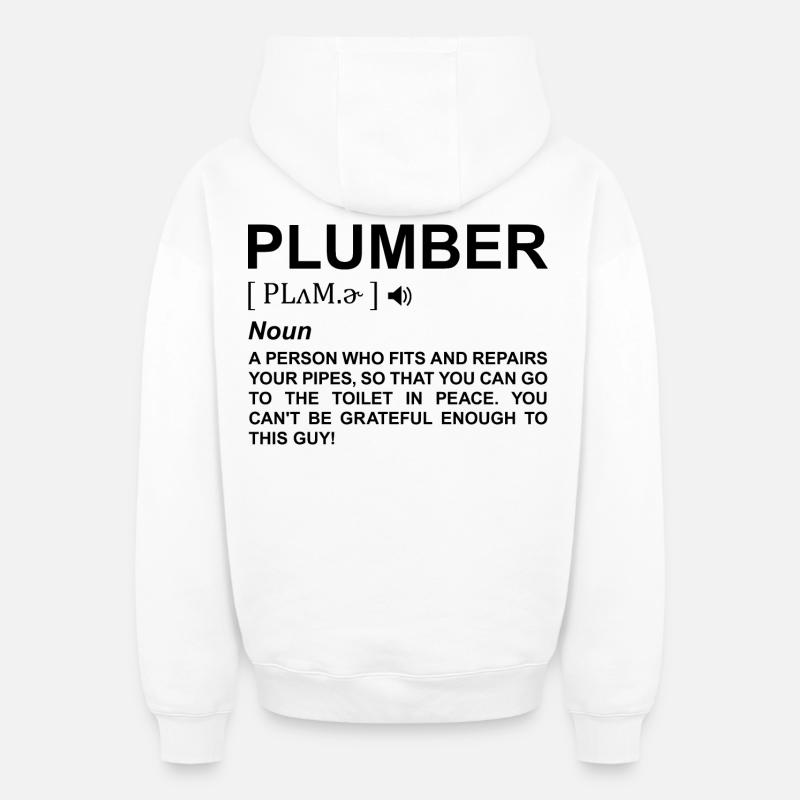 Signification du plombier - Sweat à capuche unisexe zippé oversize épais SPREAD - blanc