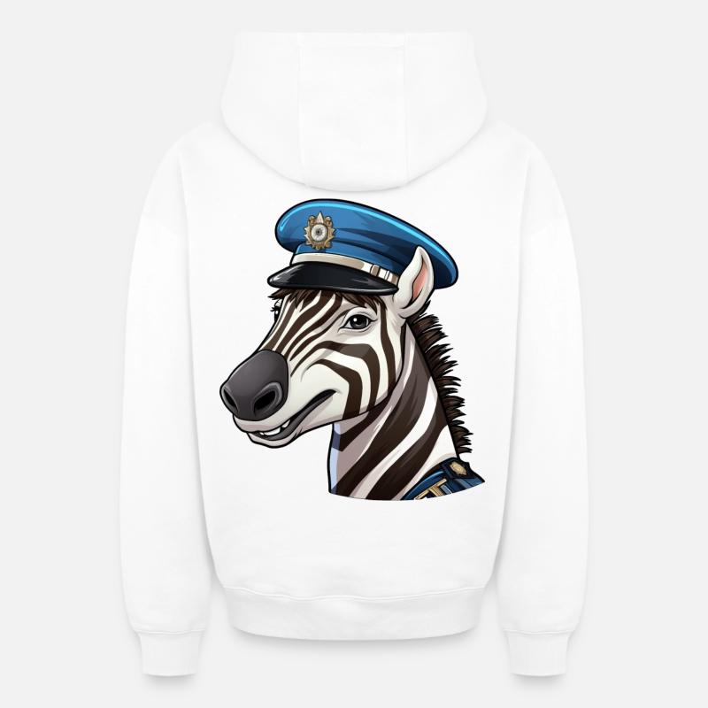 Policière zèbre - Sweat à capuche unisexe zippé oversize épais SPREAD - blanc