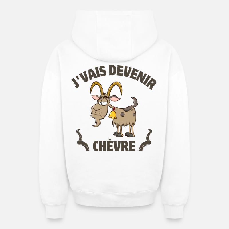 chèvre, chèvres, bouc - Sweat à capuche unisexe zippé oversize épais SPREAD - blanc