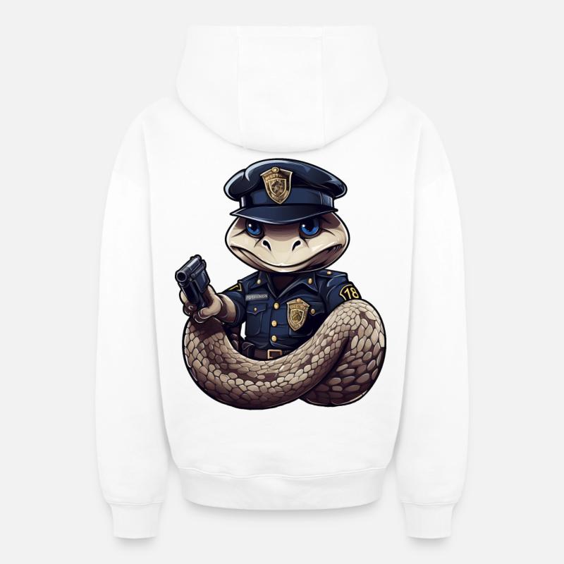 Policier serpent - Sweat à capuche unisexe zippé oversize épais SPREAD - blanc