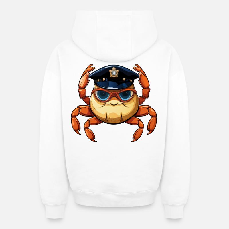 Policier crabe - Sweat à capuche unisexe zippé oversize épais SPREAD - blanc