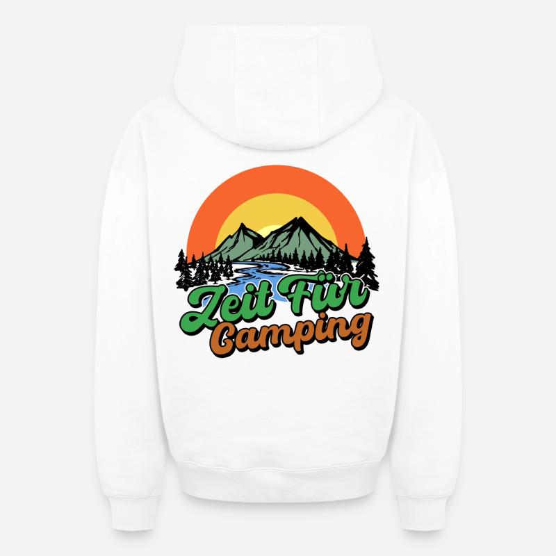 Campingplatz Camping Statement Berge Camper - Oversized Heavyweight Unisex Zip Hoodie - Weiß