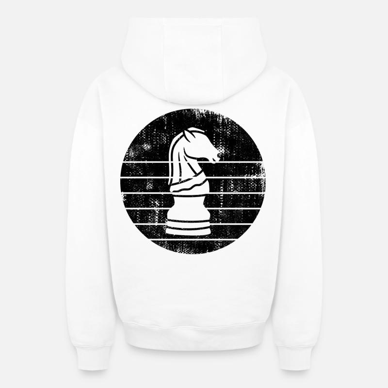 Dessin de chevalier d’échecs - Sweat à capuche unisexe zippé oversize épais SPREAD - blanc