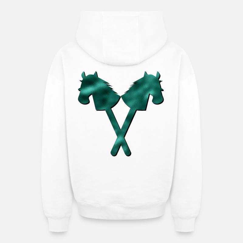 Hobby-Horsing ÉQUITATION - Sweat à capuche unisexe zippé oversize épais SPREAD - blanc