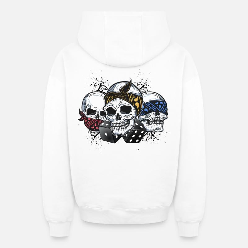 Des crânes avec bandana ! - Sweat à capuche unisexe zippé oversize épais SPREAD - blanc