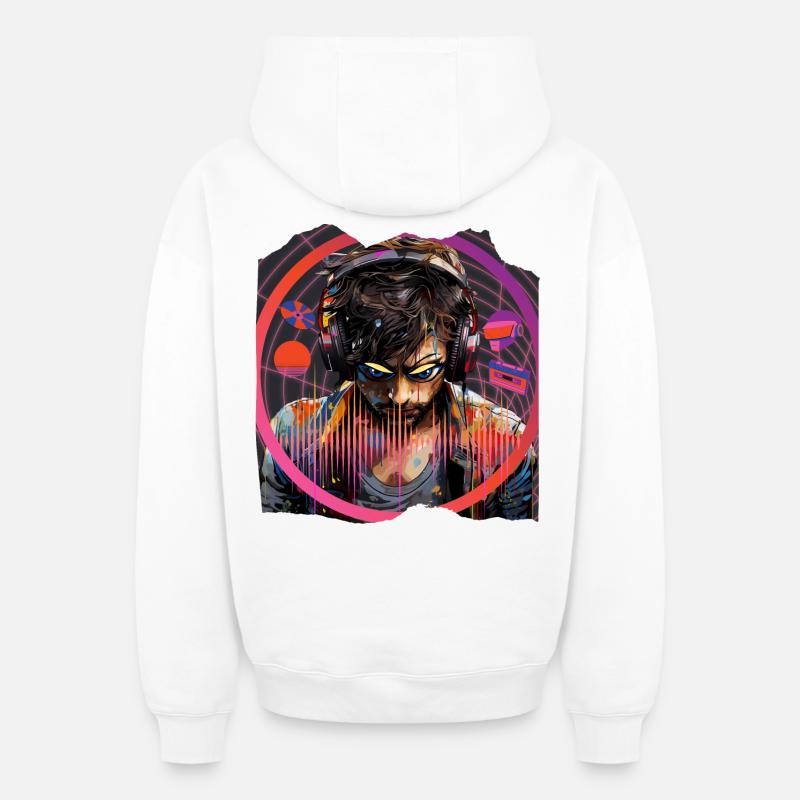 Comédie musicale Pop Art - Sweat à capuche unisexe zippé oversize épais SPREAD - blanc