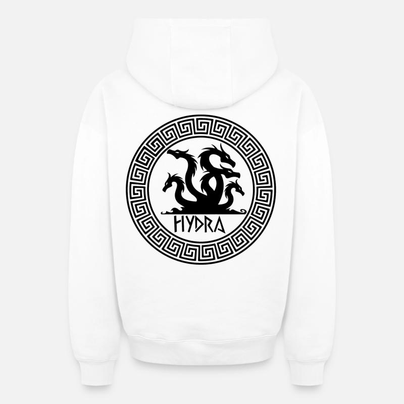 Symbole de l'hydre noire - Sweat à capuche unisexe zippé oversize épais SPREAD - blanc
