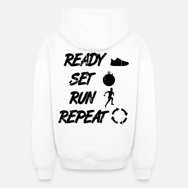Routine de coureur drôle - Sweat à capuche unisexe zippé oversize épais SPREAD - blanc