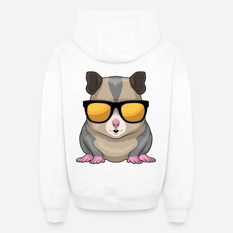 Lunettes de soleil Hamster - Sweat à capuche unisexe zippé oversize épais SPREAD - blanc