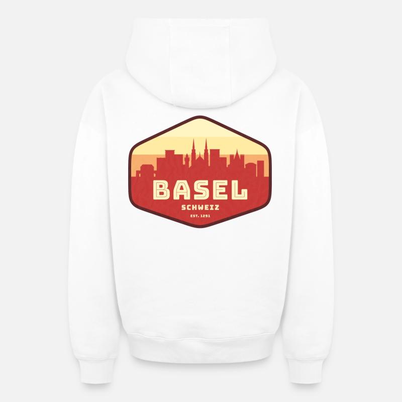 Bâle, Suisse - Sweat à capuche unisexe zippé oversize épais SPREAD - blanc