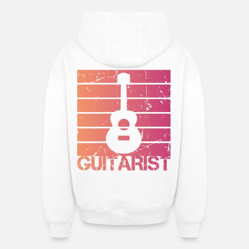 Guitariste - Sweat à capuche unisexe zippé oversize épais SPREAD - blanc