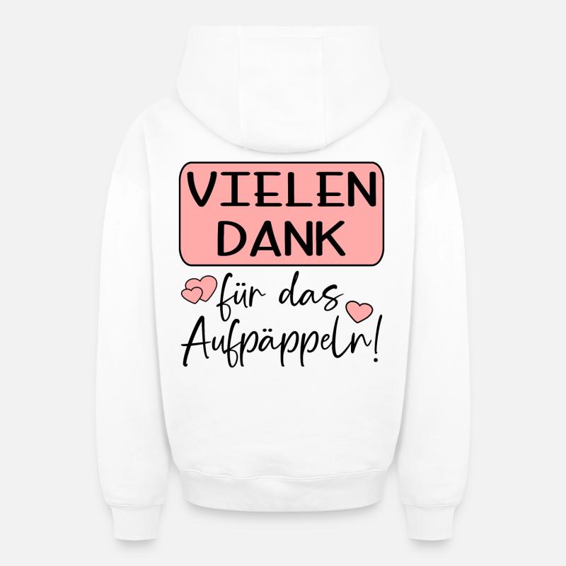 GUTE BESSERUNG - AUFPÄPPELN - Oversized Heavyweight Unisex Zip Hoodie - Weiß