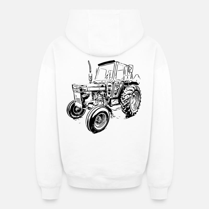 BM T 500 - Sweat à capuche unisexe zippé oversize épais SPREAD - blanc