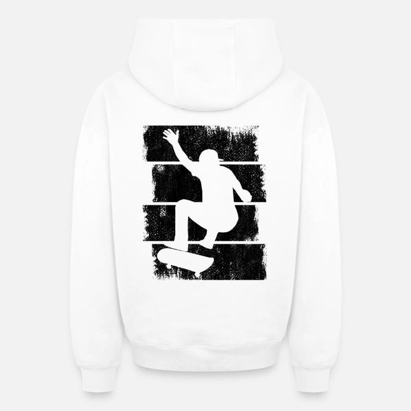Garçon patineur - Sweat à capuche unisexe zippé oversize épais SPREAD - blanc