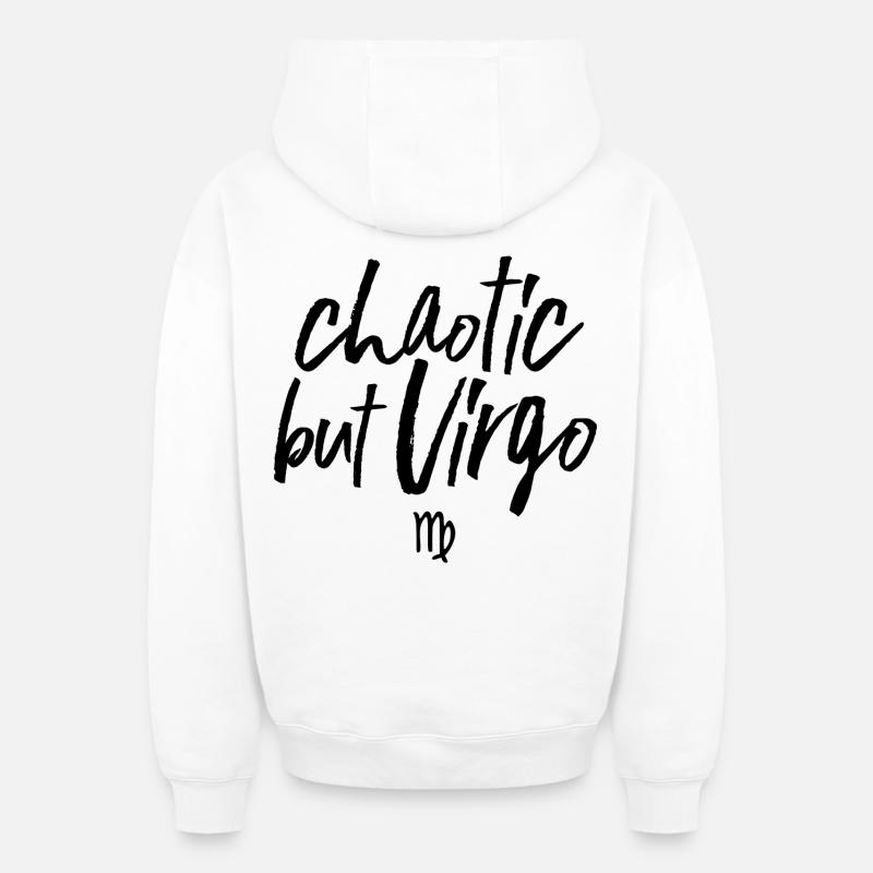 Astro chaotique mais Vierge - Sweat à capuche unisexe zippé oversize épais SPREAD - blanc
