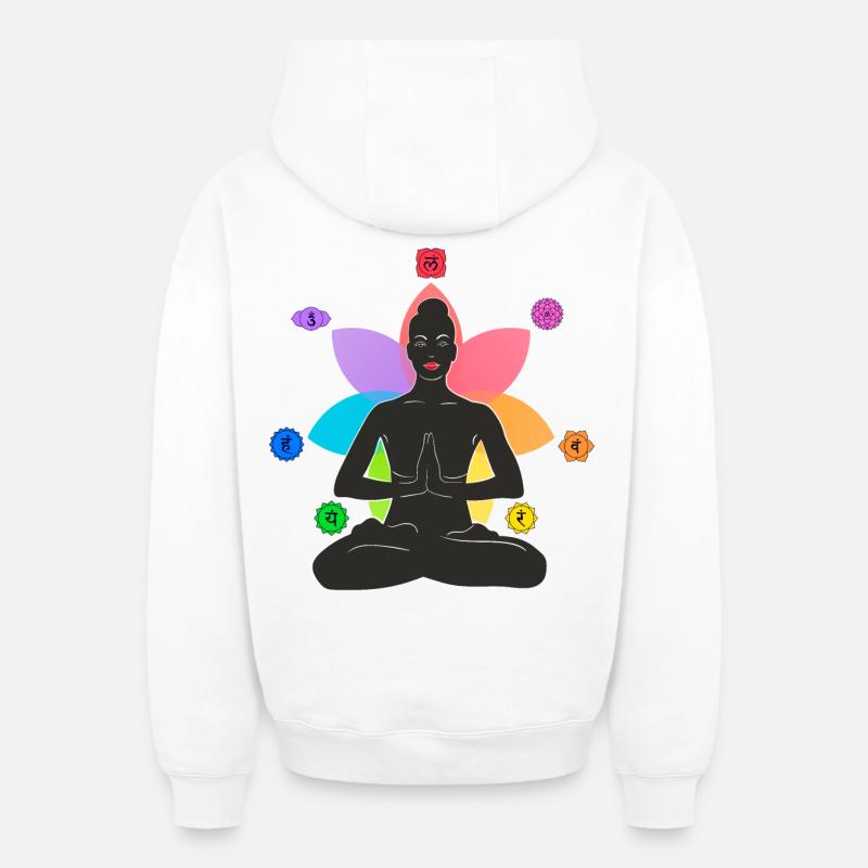 7 Chakras - Sweat à capuche unisexe zippé oversize épais SPREAD - blanc