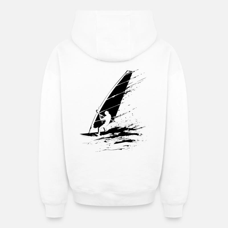 Véliplanchistes - Sweat à capuche unisexe zippé oversize épais SPREAD - blanc