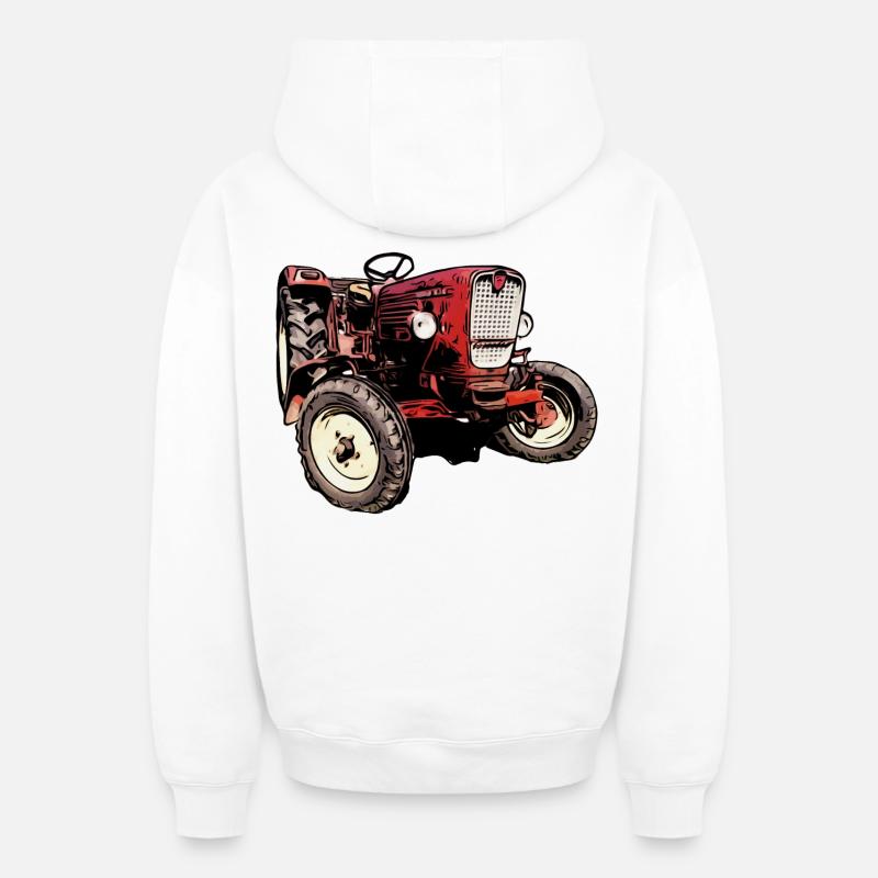 Tracteur Güldner G40 - Sweat à capuche unisexe zippé oversize épais SPREAD - blanc