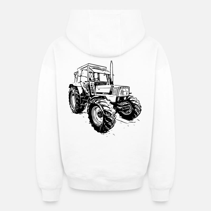 Chargeur frontal - Sweat à capuche unisexe zippé oversize épais SPREAD - blanc