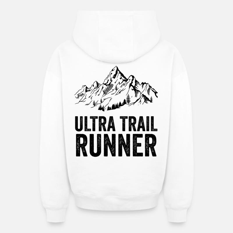 Coureur d’ultra trail - Sweat à capuche unisexe zippé oversize épais SPREAD - blanc