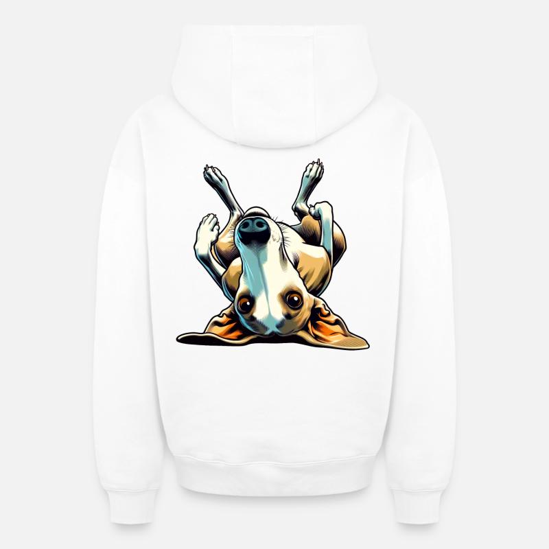Lévrier à l’envers - Sweat à capuche unisexe zippé oversize épais SPREAD - blanc