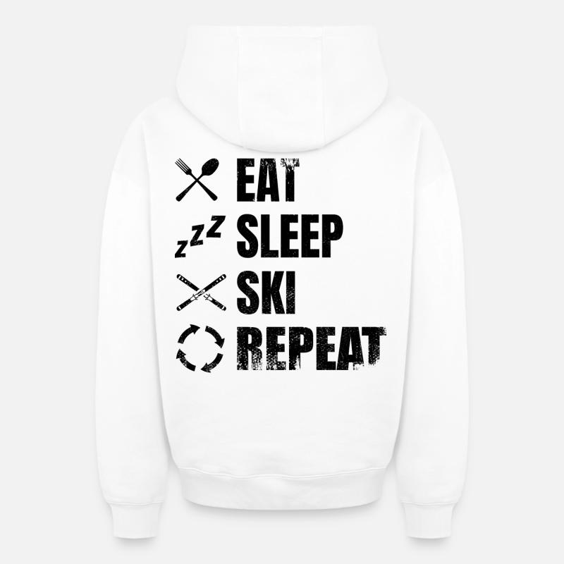 Routine des amateurs de ski - Sweat à capuche unisexe zippé oversize épais SPREAD - blanc