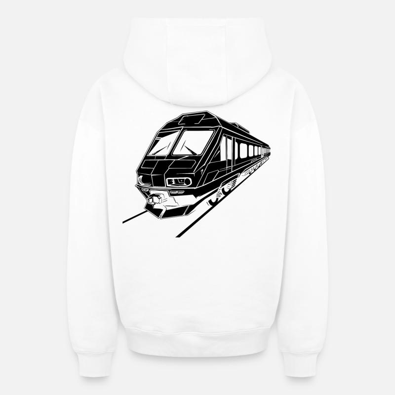 Graphismes de train - Sweat à capuche unisexe zippé oversize épais SPREAD - blanc