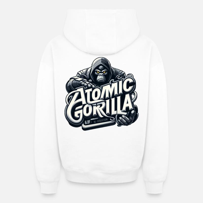 Gorille atomique - Sweat à capuche unisexe zippé oversize épais SPREAD - blanc
