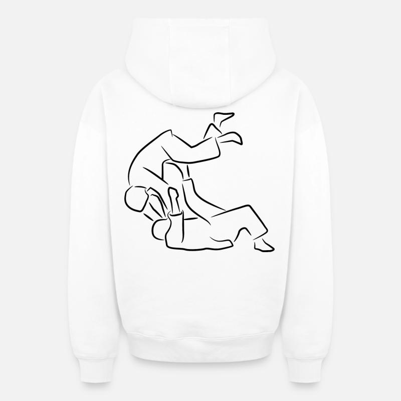 Judo - Sweat à capuche unisexe zippé oversize épais SPREAD - blanc