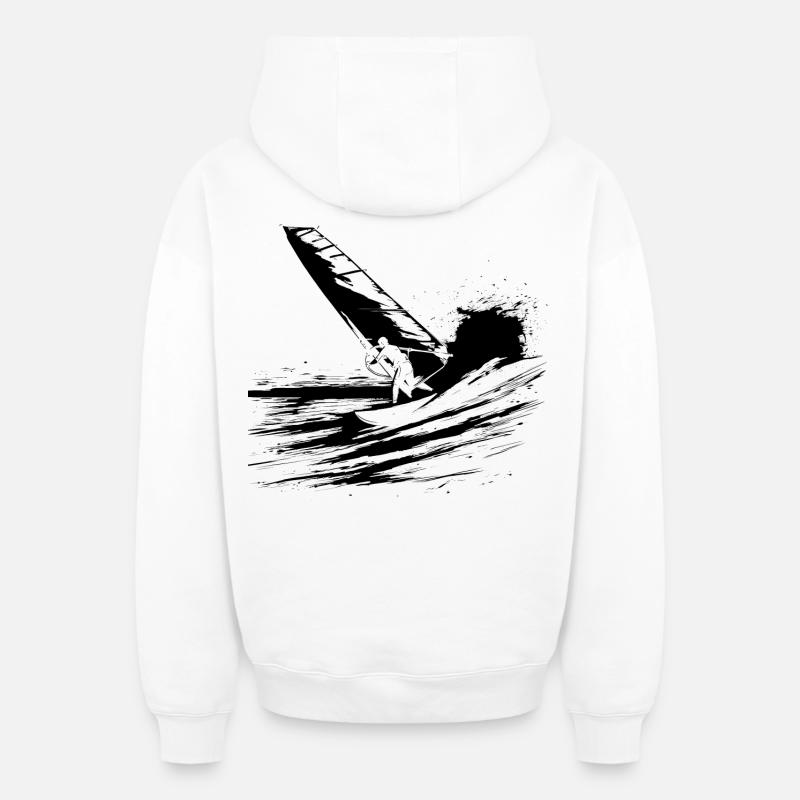 Planche à voile - Sweat à capuche unisexe zippé oversize épais SPREAD - blanc