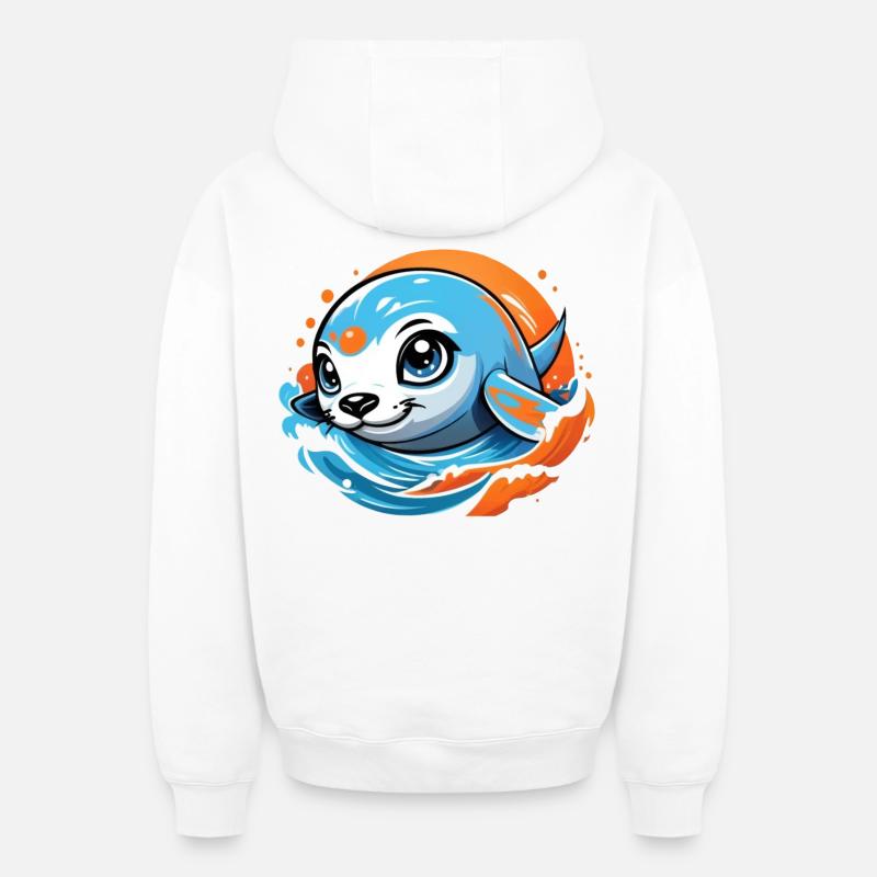Mignon bébé phoque - Sweat à capuche unisexe zippé oversize épais SPREAD - blanc