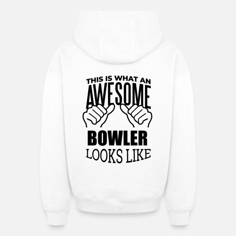 bowling - Sweat à capuche unisexe zippé oversize épais SPREAD - blanc