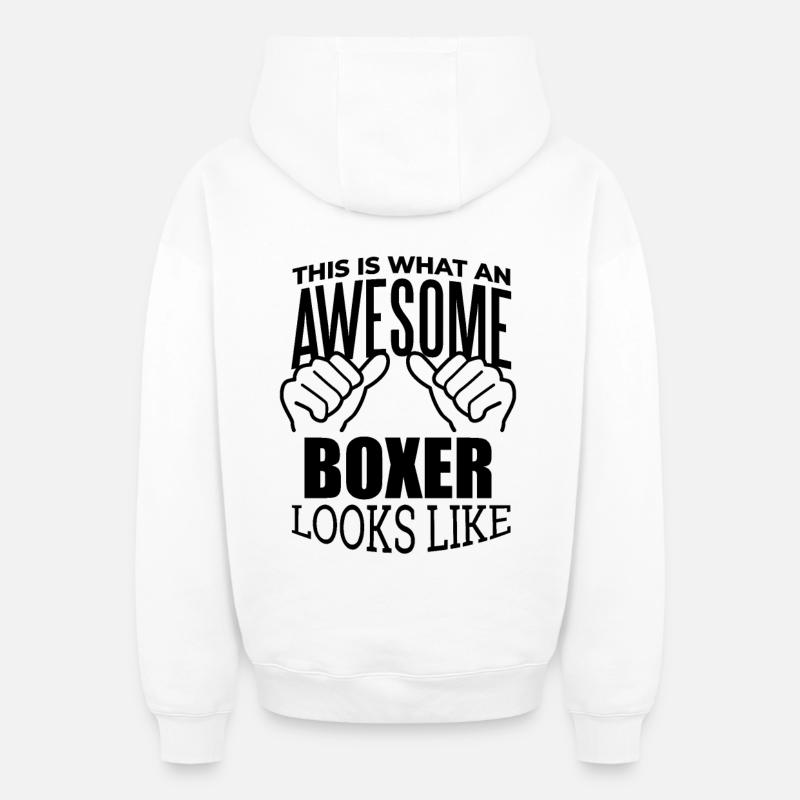 Boxeur - Sweat à capuche unisexe zippé oversize épais SPREAD - blanc