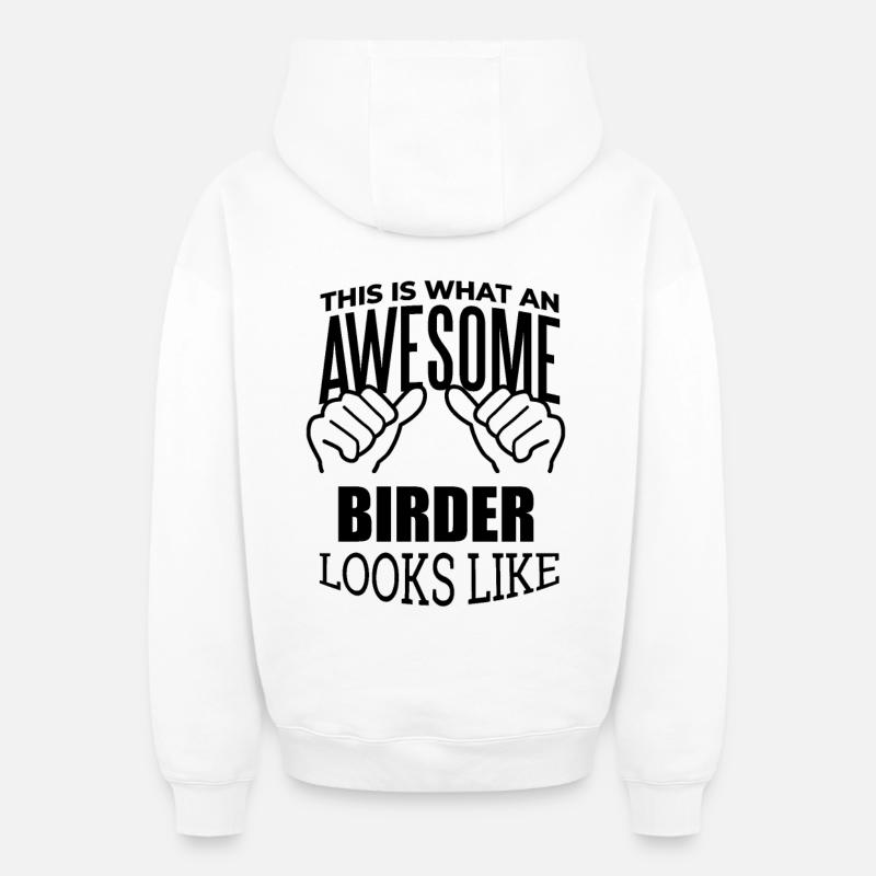Oiseaux - Sweat à capuche unisexe zippé oversize épais SPREAD - blanc