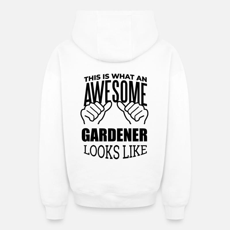 jardinier - Sweat à capuche unisexe zippé oversize épais SPREAD - blanc