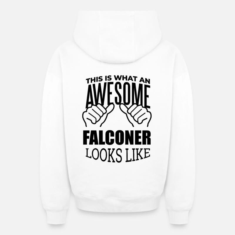 fauconnerie - Sweat à capuche unisexe zippé oversize épais SPREAD - blanc
