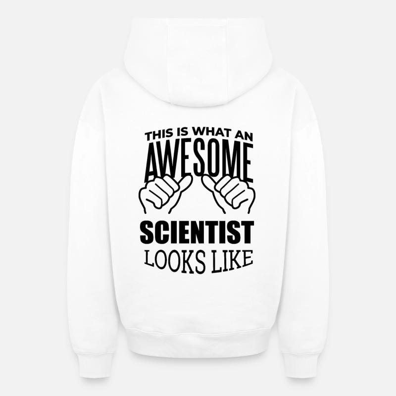 scientifique - Sweat à capuche unisexe zippé oversize épais SPREAD - blanc