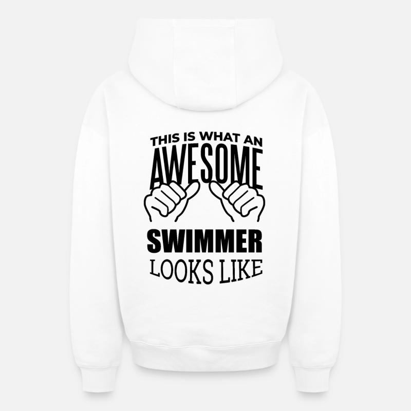 nageur - Sweat à capuche unisexe zippé oversize épais SPREAD - blanc