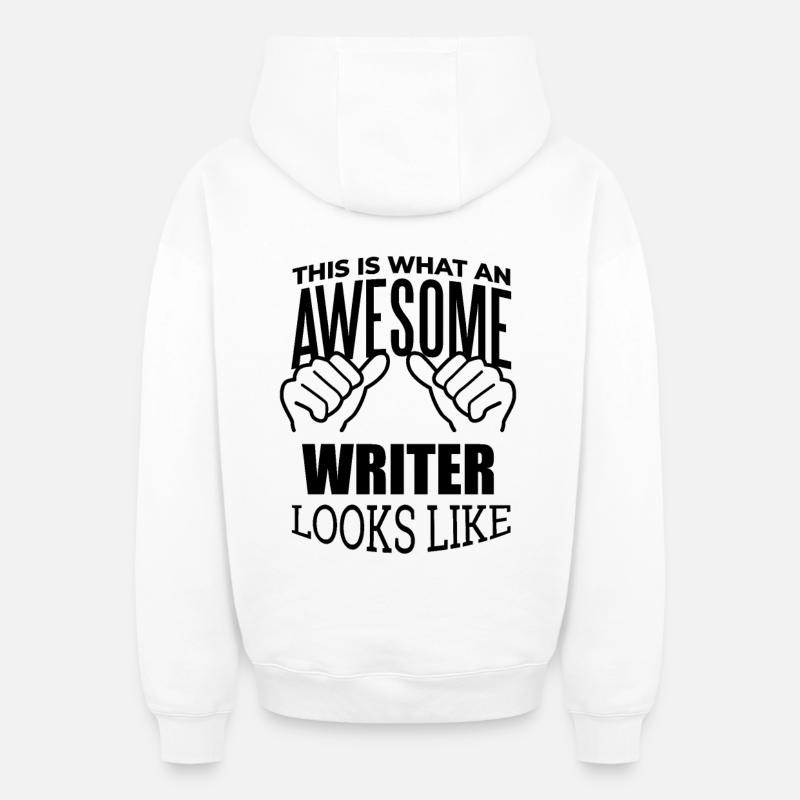 écrivain - Sweat à capuche unisexe zippé oversize épais SPREAD - blanc